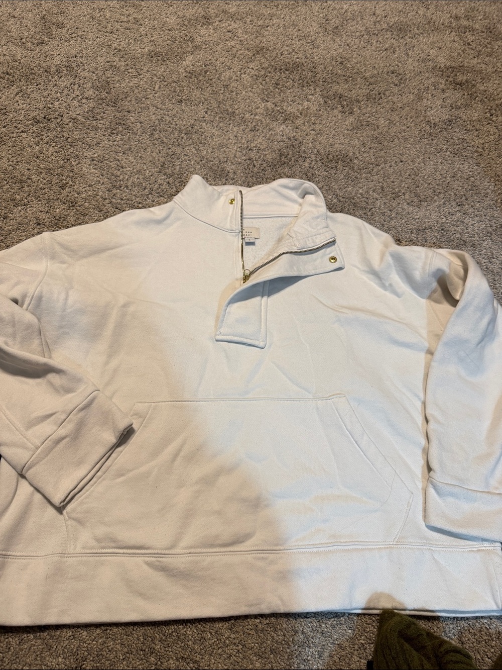 Men's Cream Quarter-Zip Pullover Sweatshirt unisex L